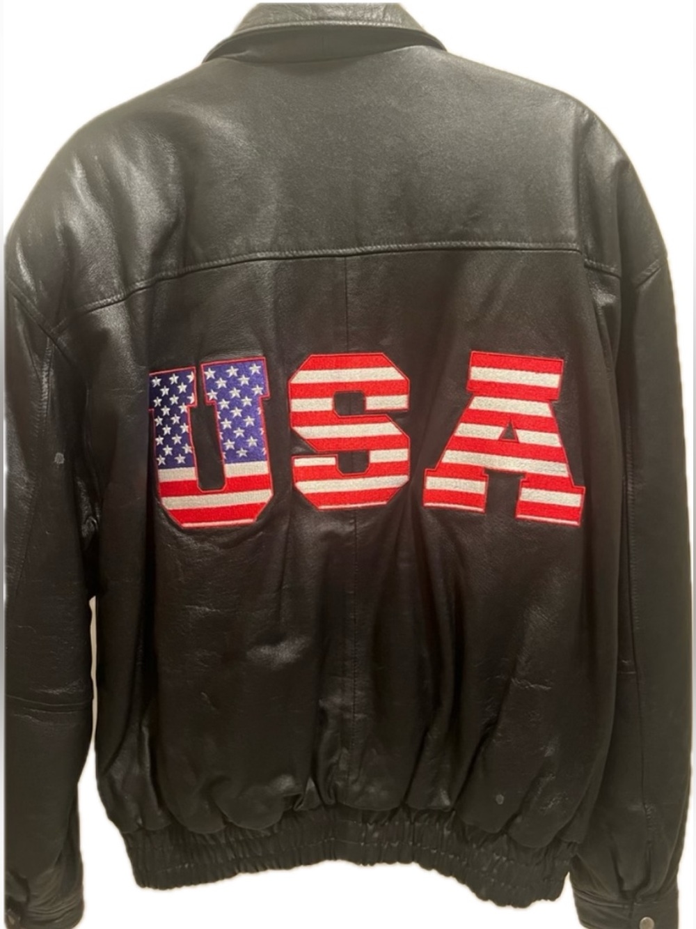 USA AMERICAN United States Vintage Black Leather Men’s Ladies maga Jacket coat